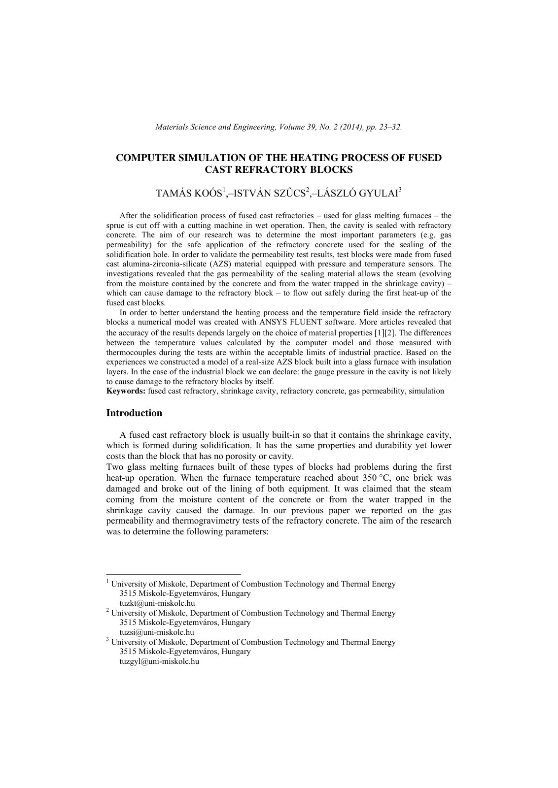 First page of Computer Simulation of the Heating Proce