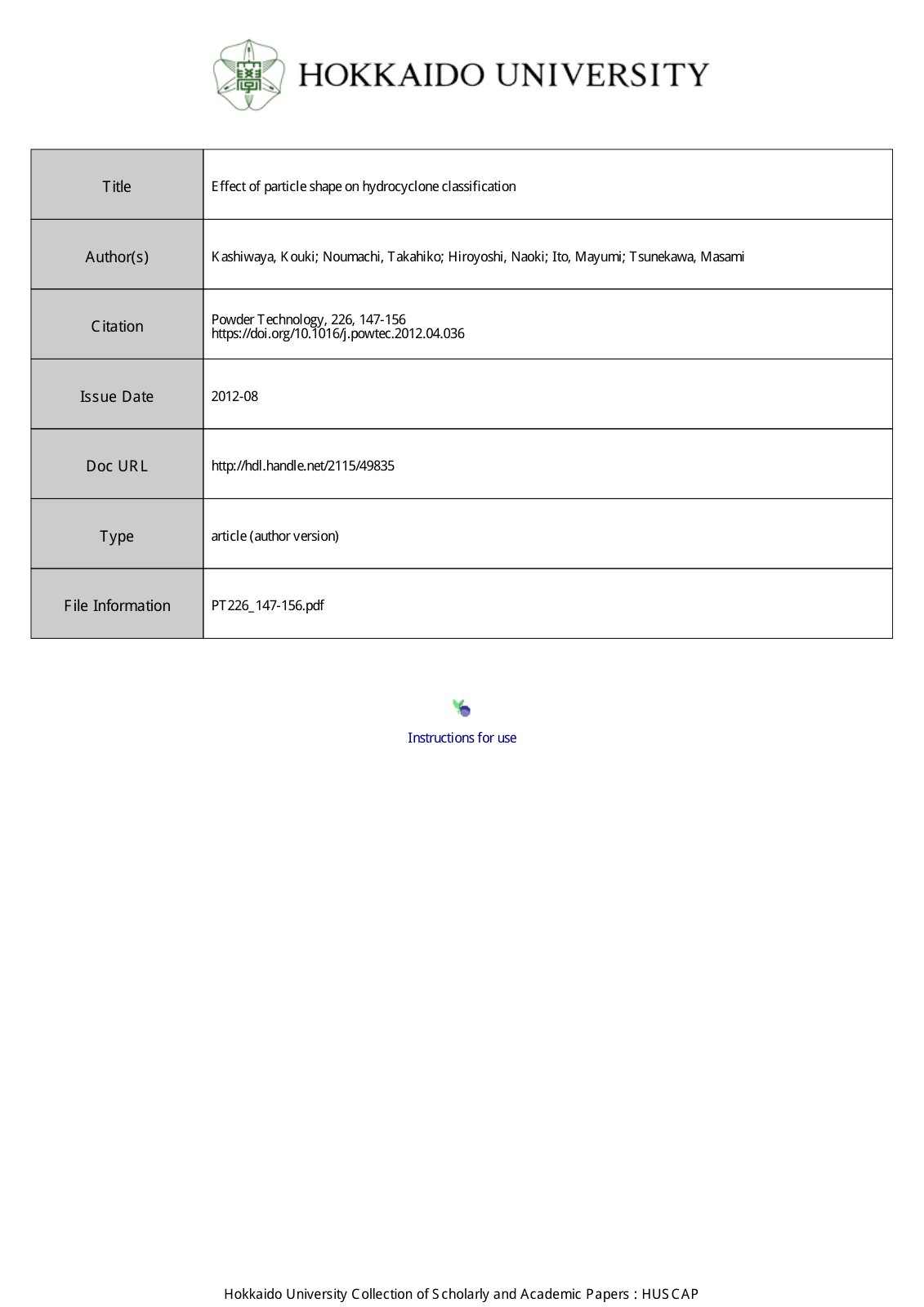 First page of Effect of particle shape on hydrocyclone