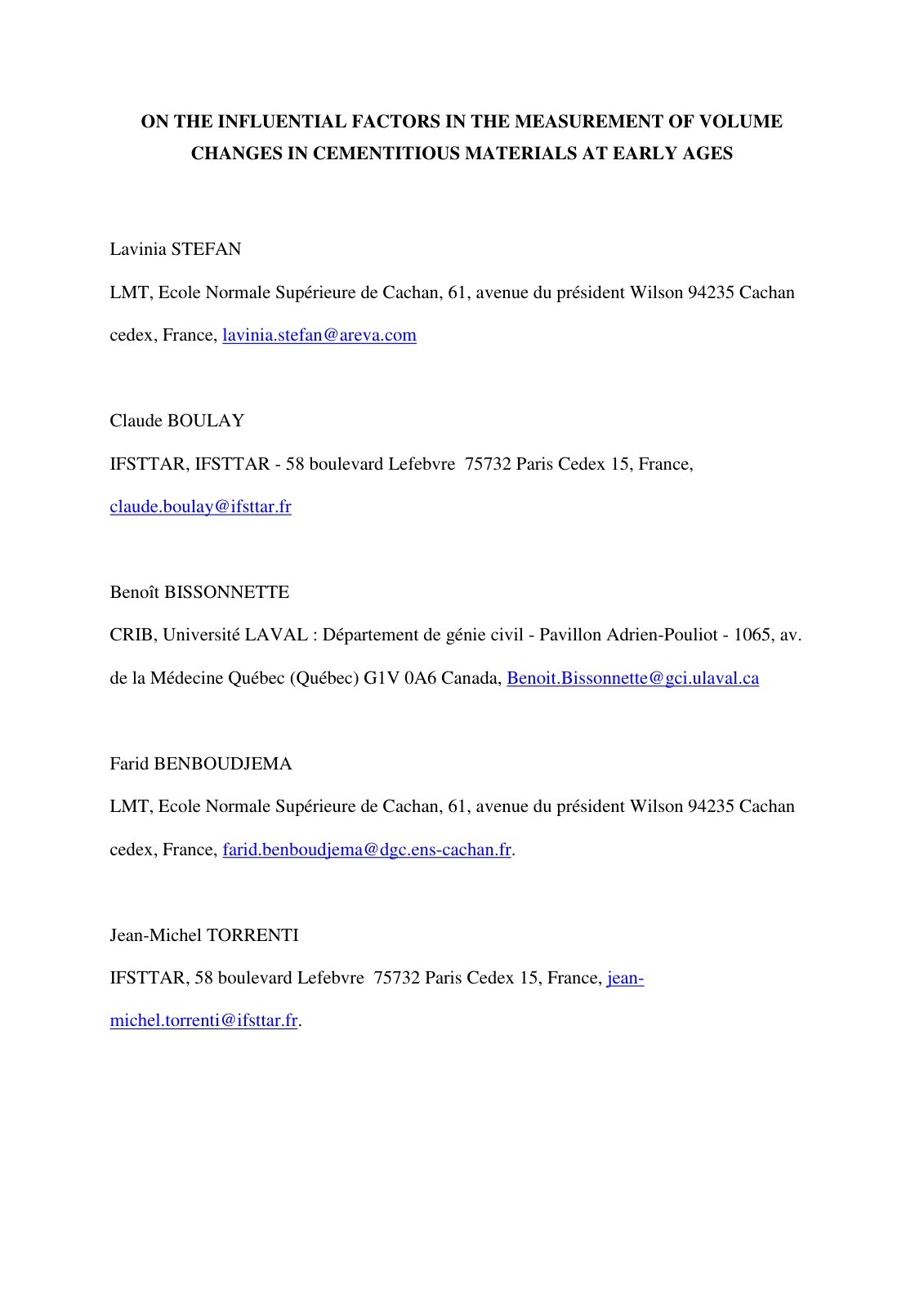 First page of ON THE INFLUENTIAL FACTORS IN THE MEASUR