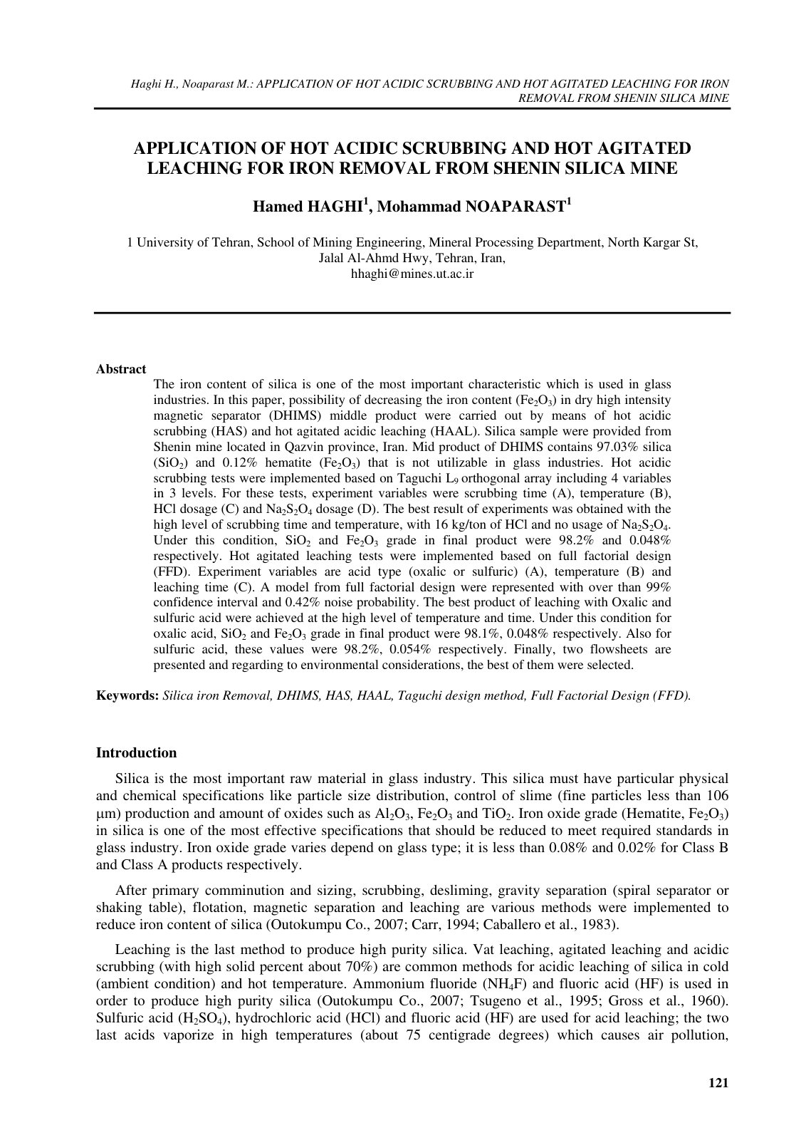 First page of Application of Hot Acidic Scrubbing and