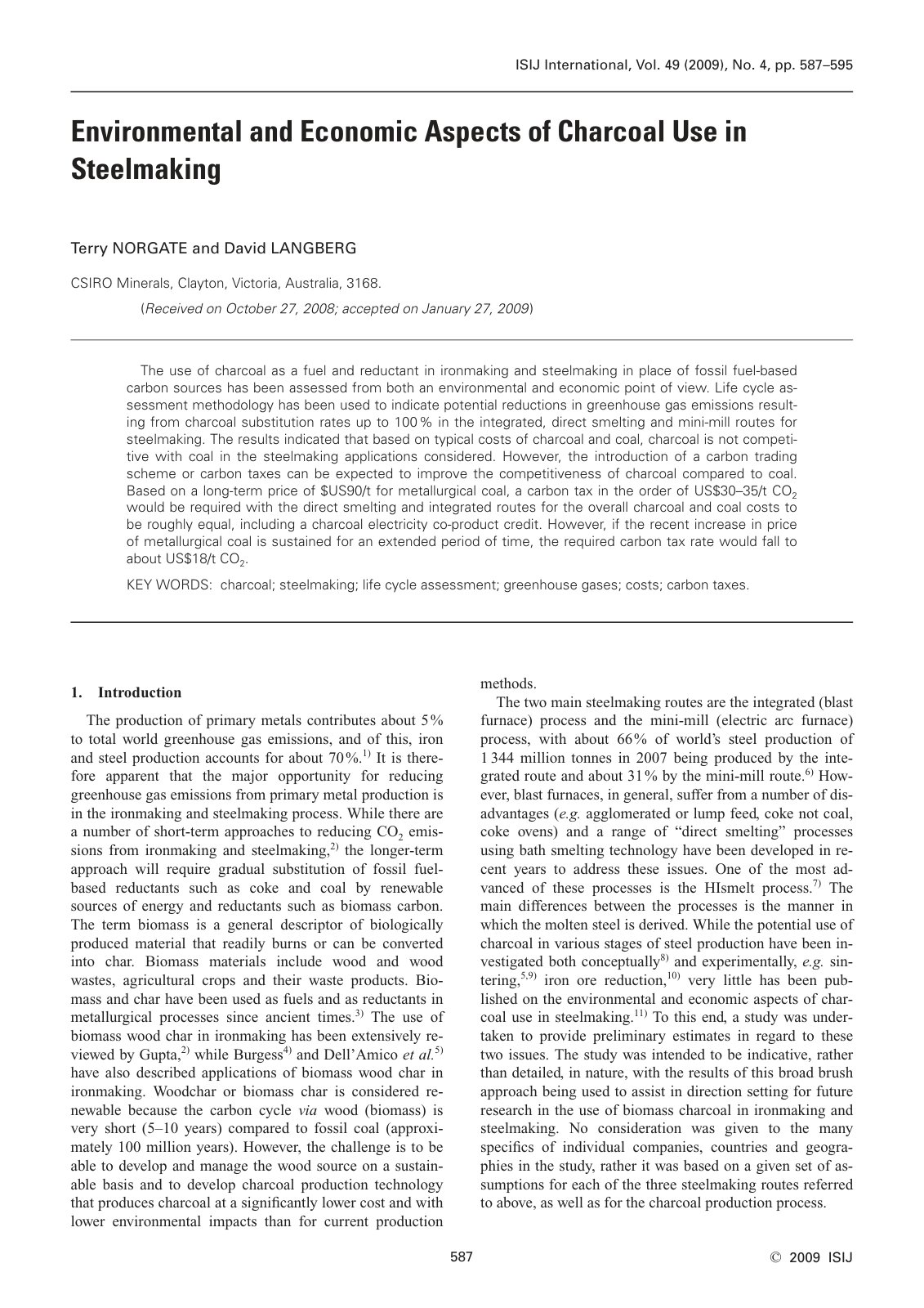 First page of Greenhouse Gas Emissions from Aluminium Production—a Life Cycle Approach