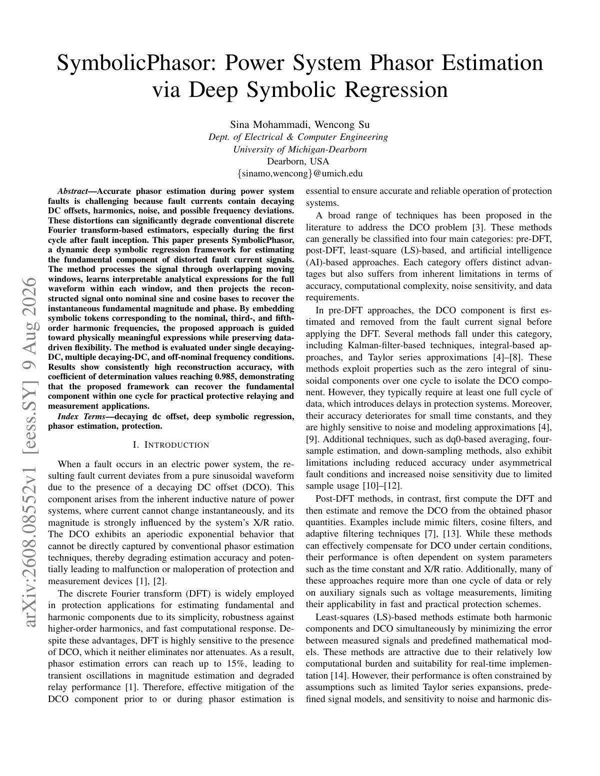 First page of 2026 Mohammadi SymbolicPhasor Power System Estimation