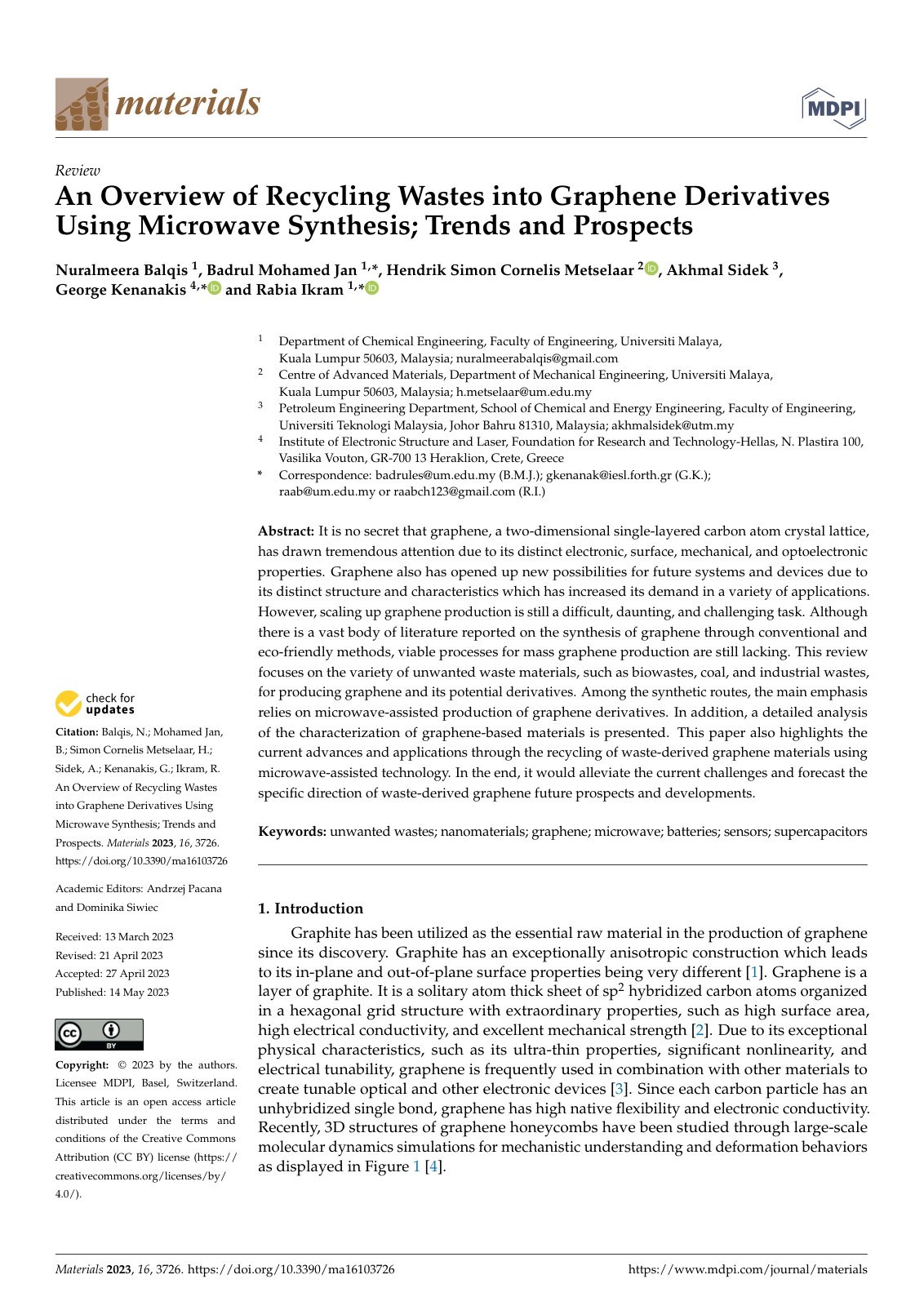 First page of An Overview of Recycling Wastes into Gra