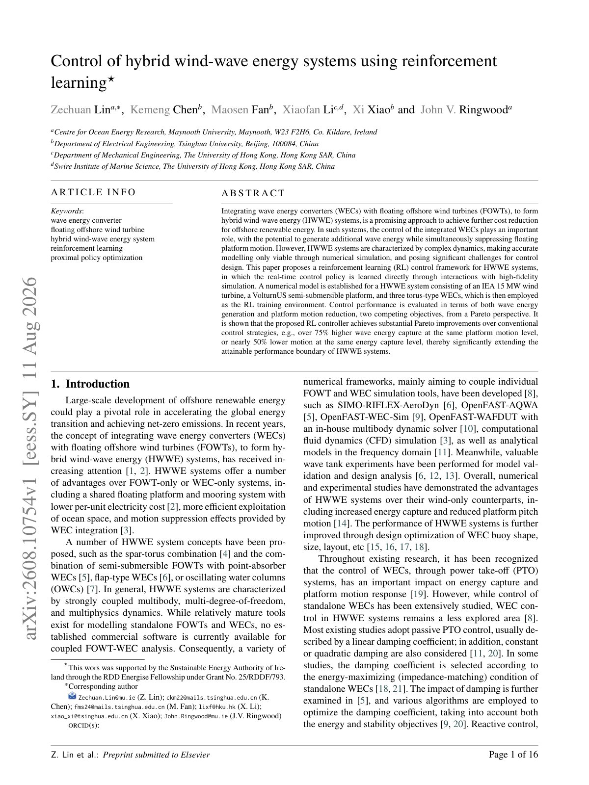 First page of 2026 Lin Hybrid Wind Wave Energy Control