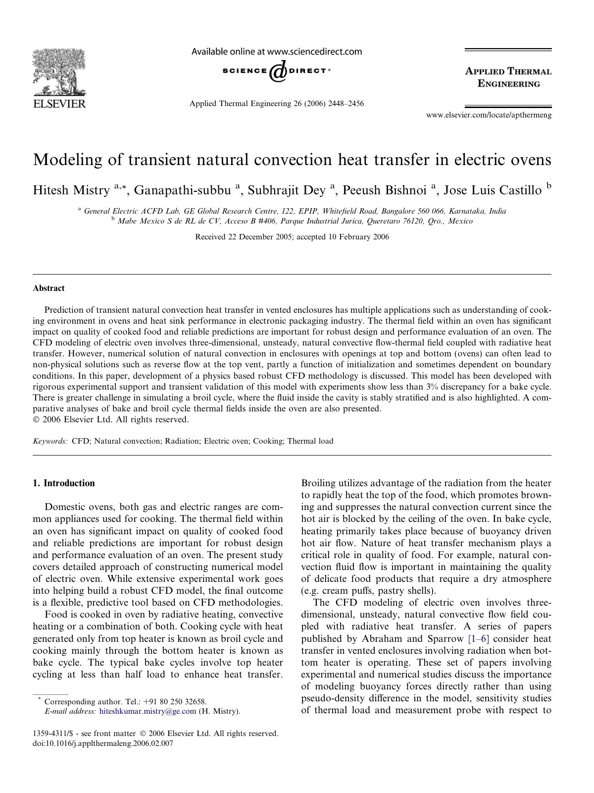 First page of Modeling of transient natural convection