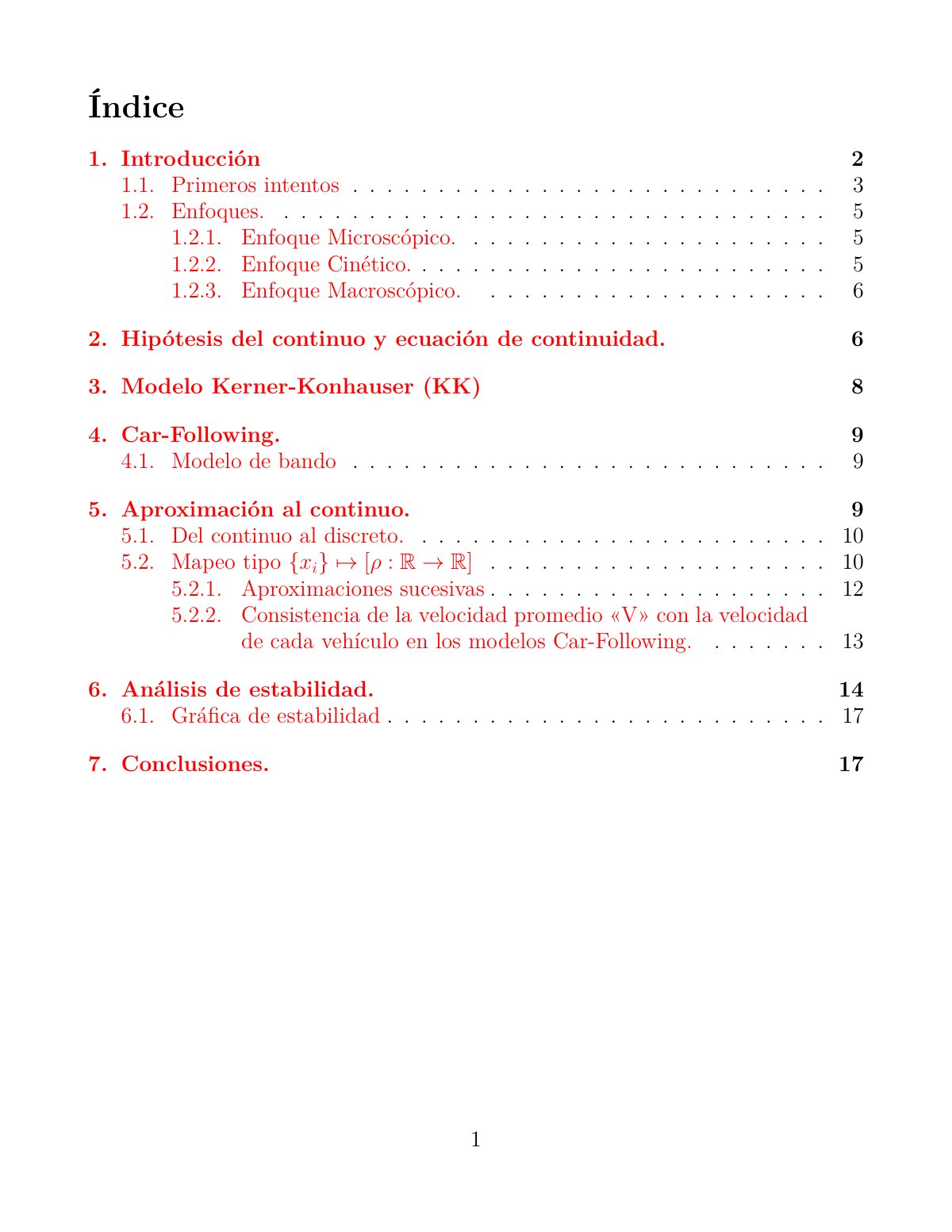 First page of Modelacion matematica del trafico vehicu