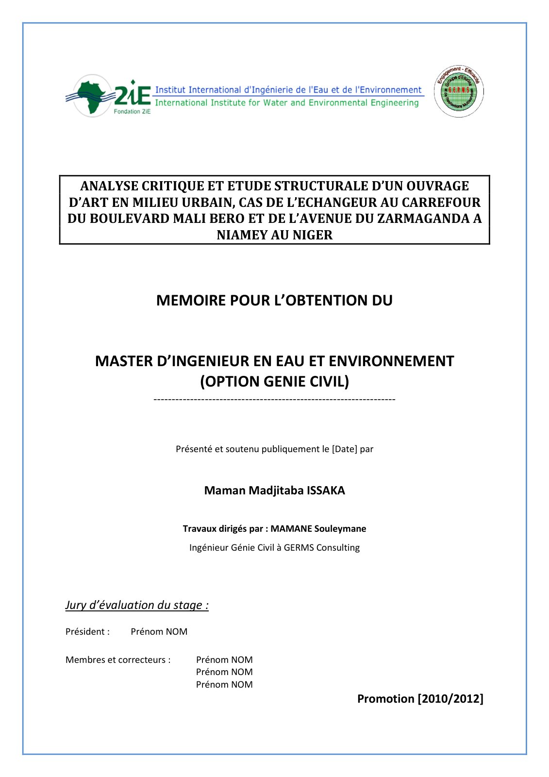 First page of Memoire ISSAKA Maman