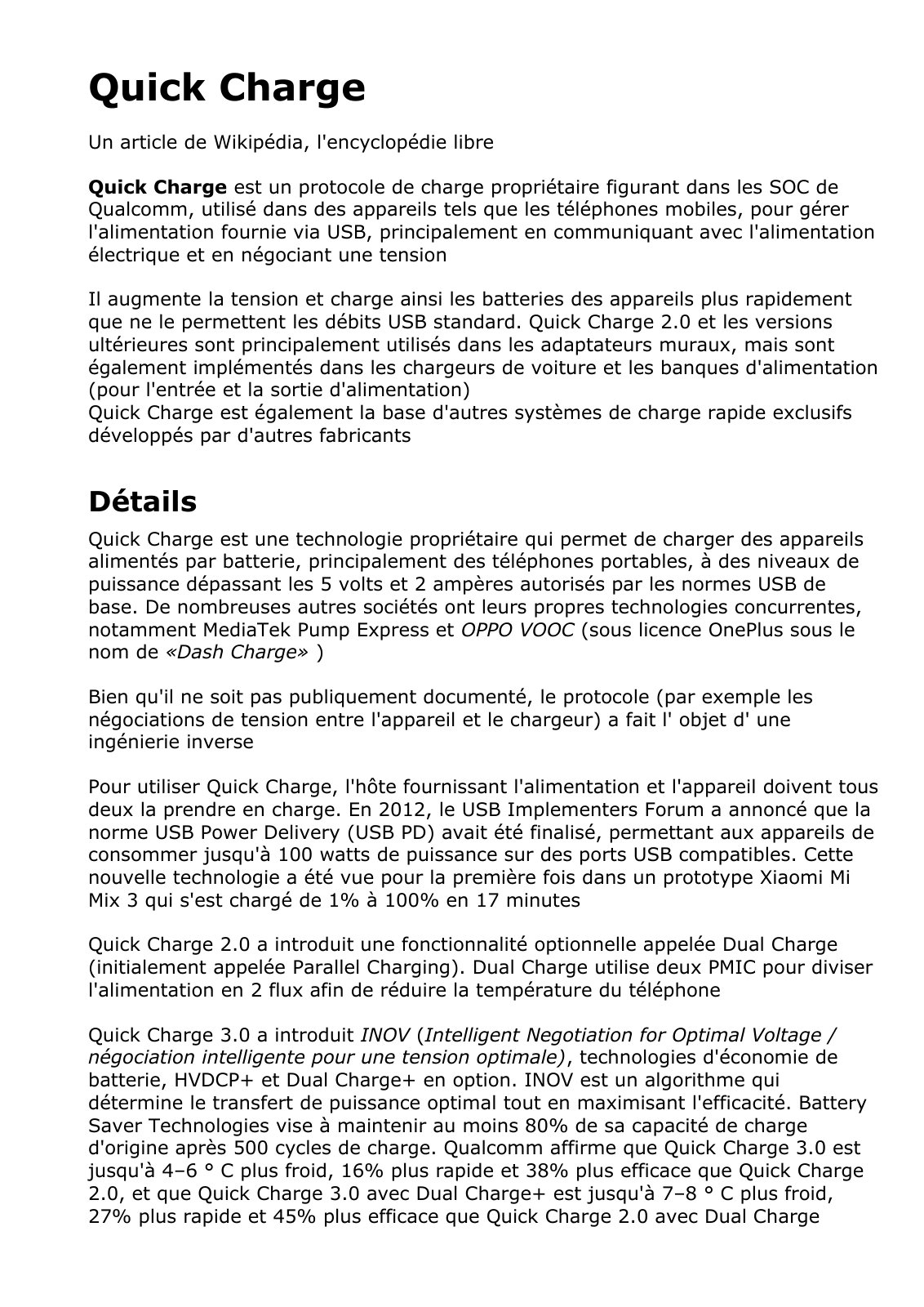 First page of quickcharge