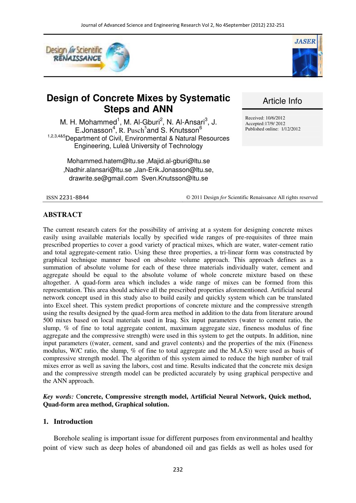 First page of Design of Concrete Mixes by Systematic S