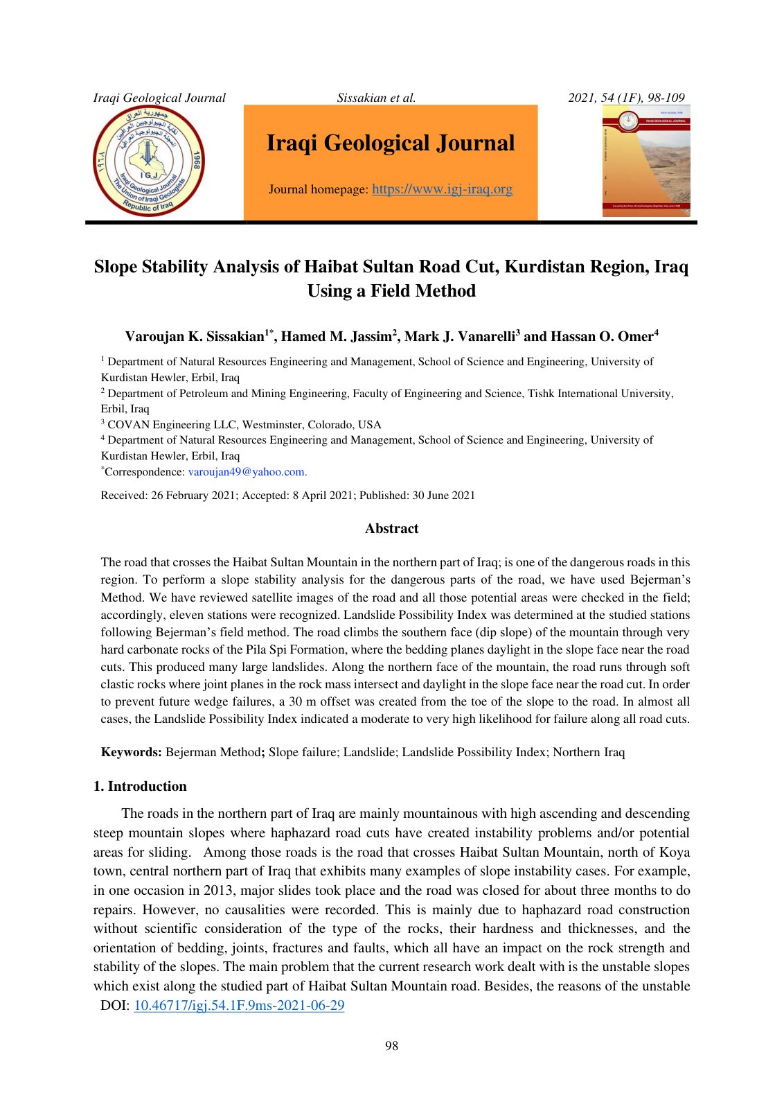 First page of Slope Stability Analysis of Haibat Sulta