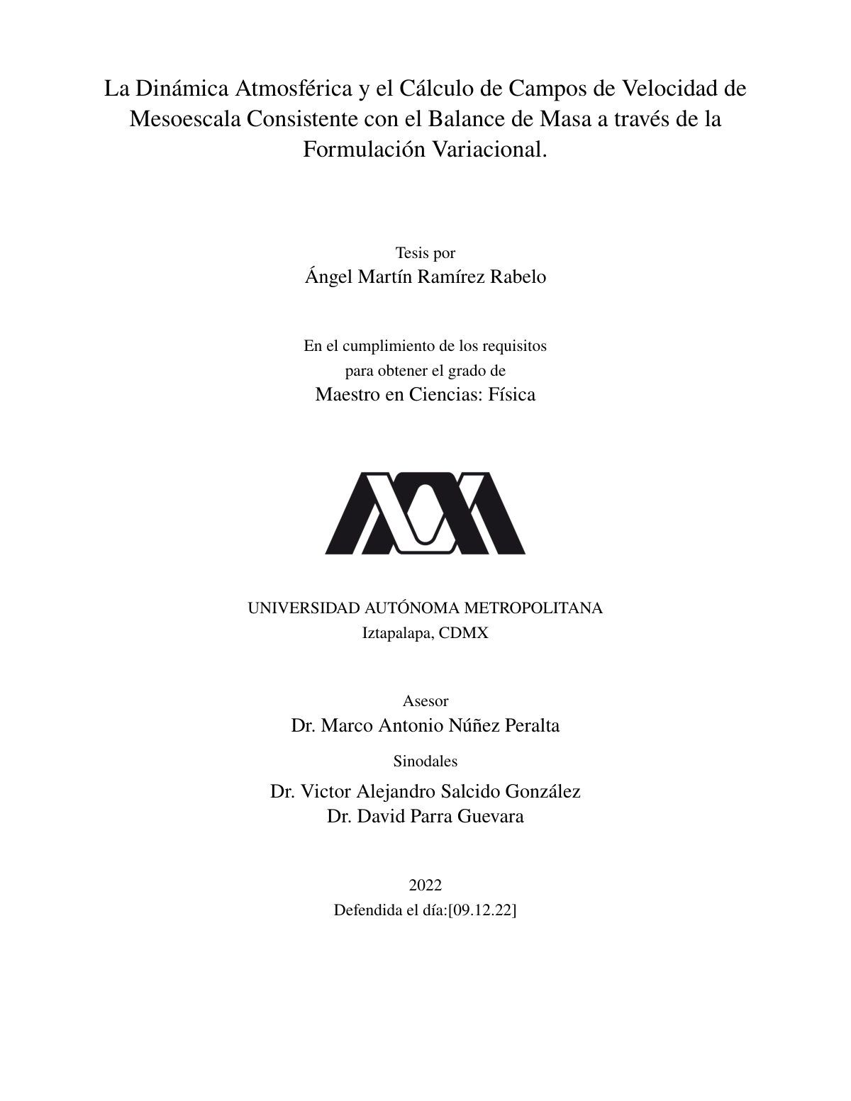 First page of La Dinamica Atmosferica y el Calculo de