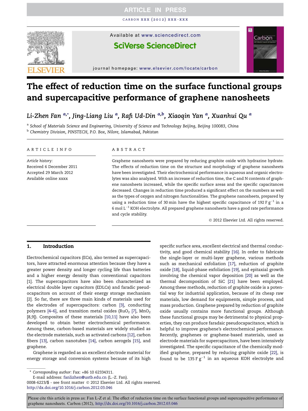 First page of The effect of reduction time on the surf