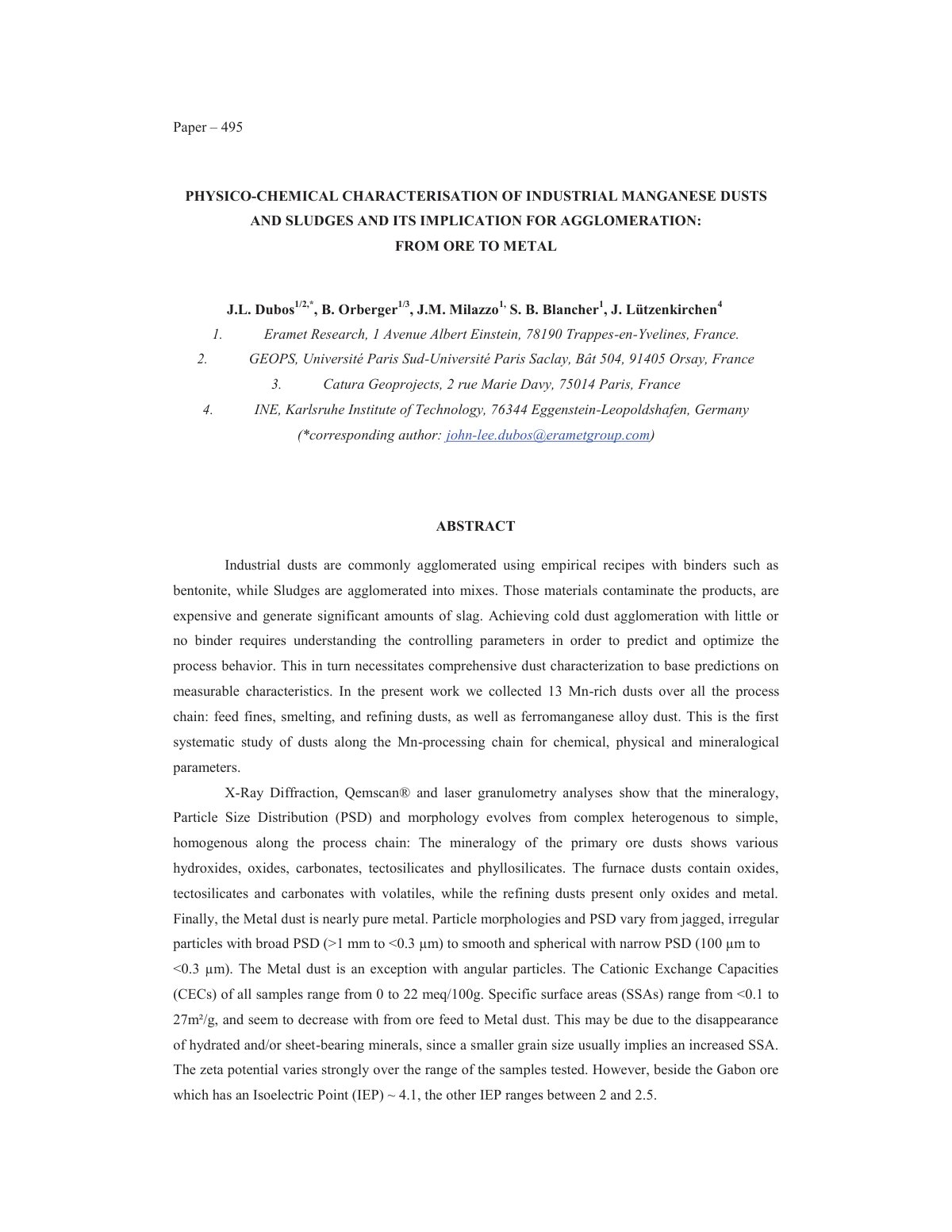 First page of PHYSICO CHEMICAL CHARACTERISATION OF IND