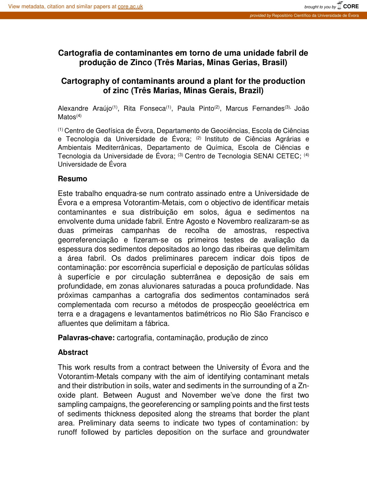 First page of Cartography of contaminants around a pla
