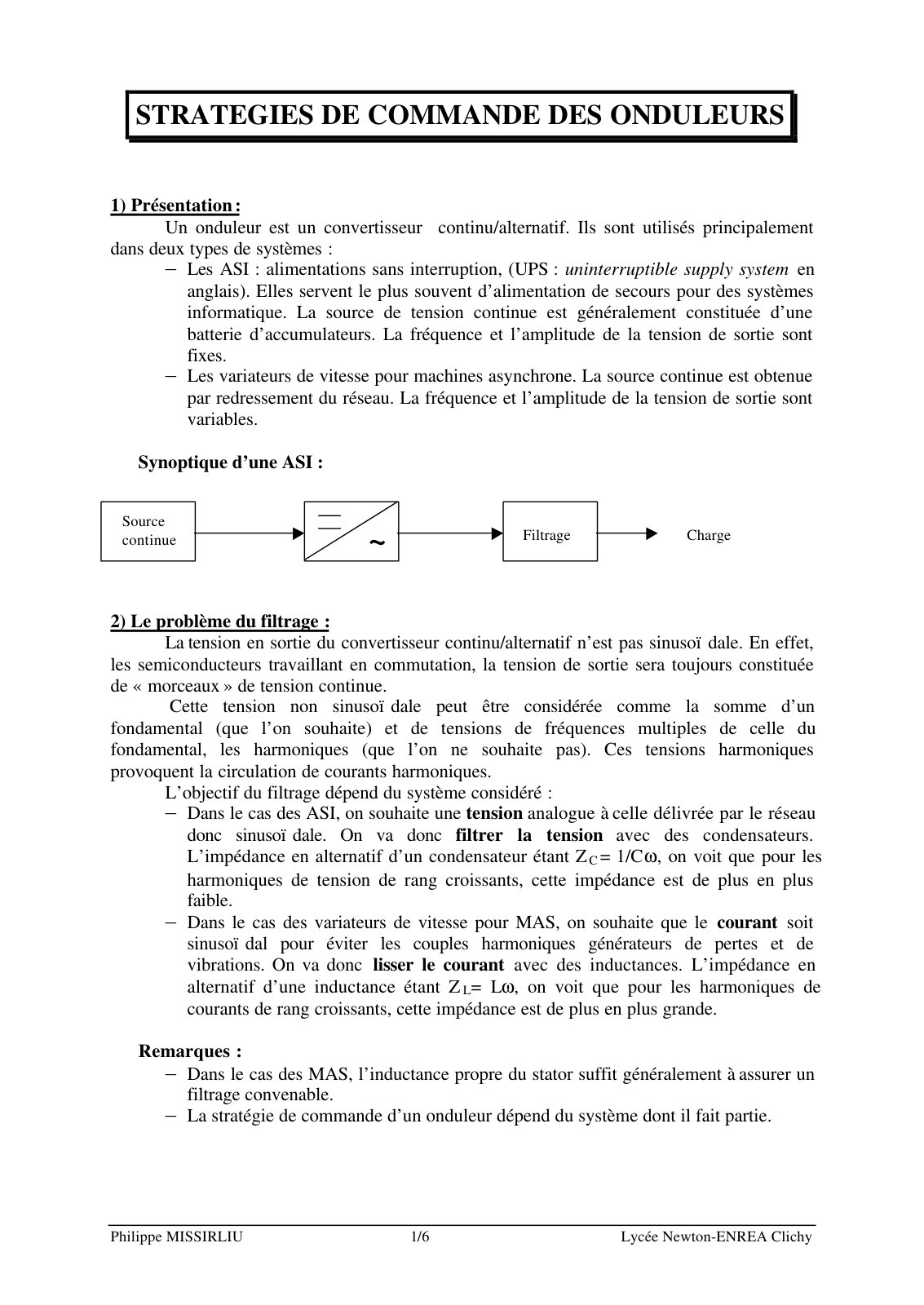 First page of Présentation des onduleurs et filtration