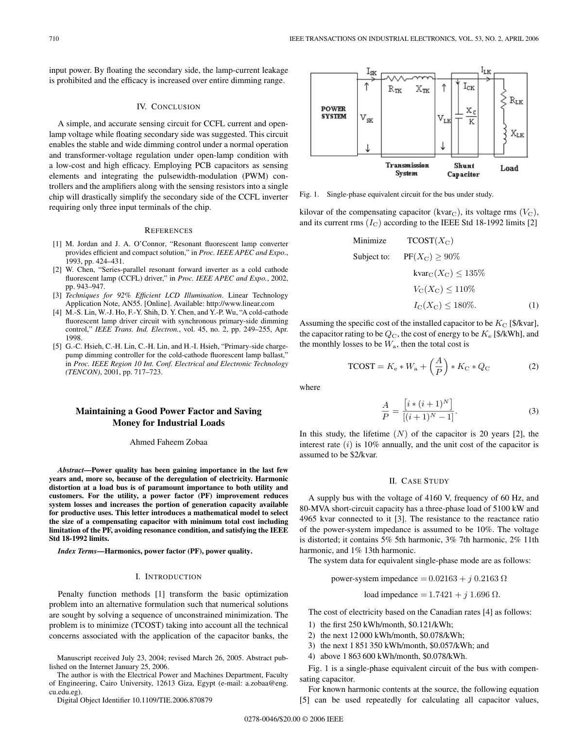 First page of Maintaining a Good Power Factor and Saving Money for Industrial Loads