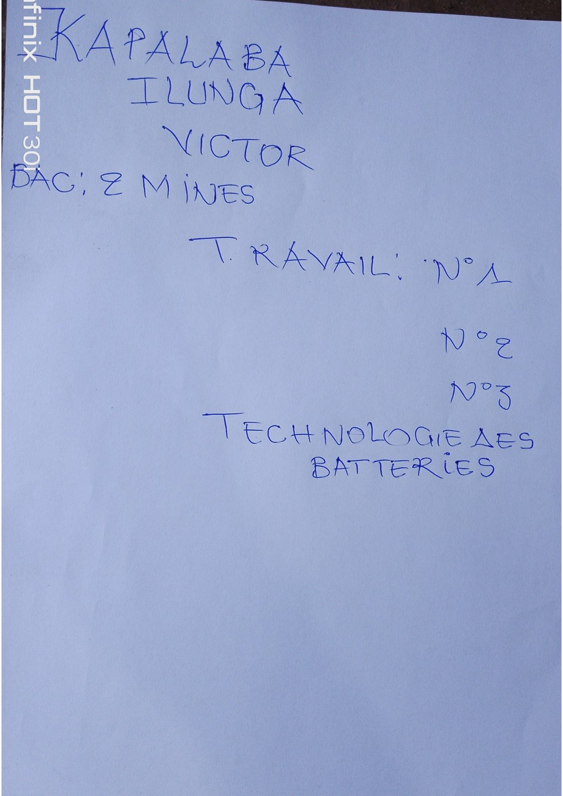 First page of Kapalaba Tp de technologie de batteries bac2