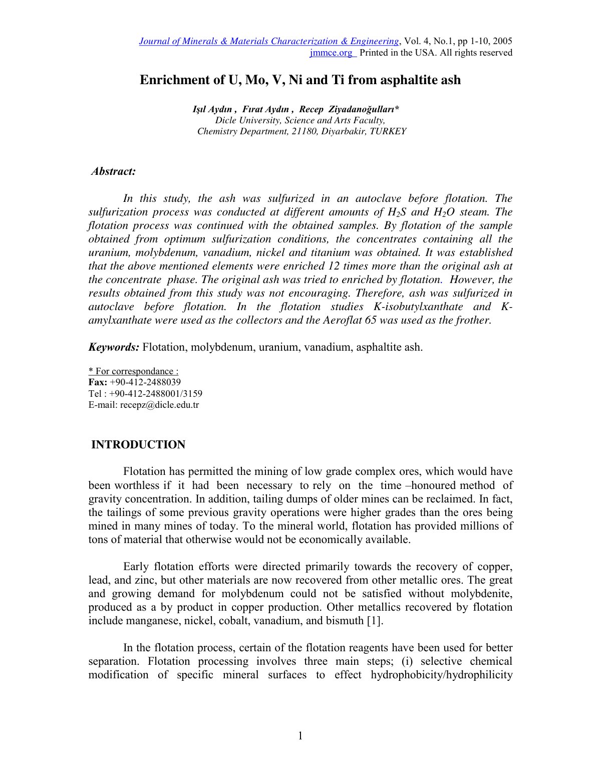 First page of Enrichment of U Mo V Ni and Ti from asph