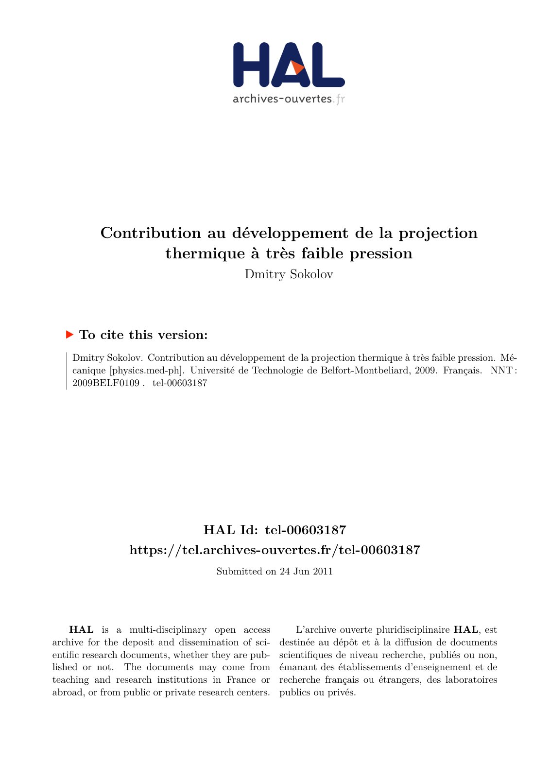First page of Contribution au developpement de la proj