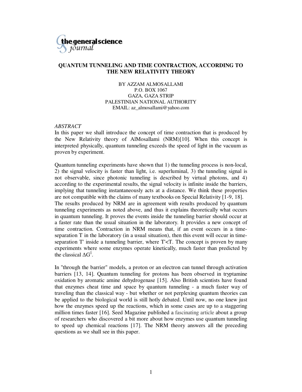 First page of Quantum Tunneling and Time Contraction A