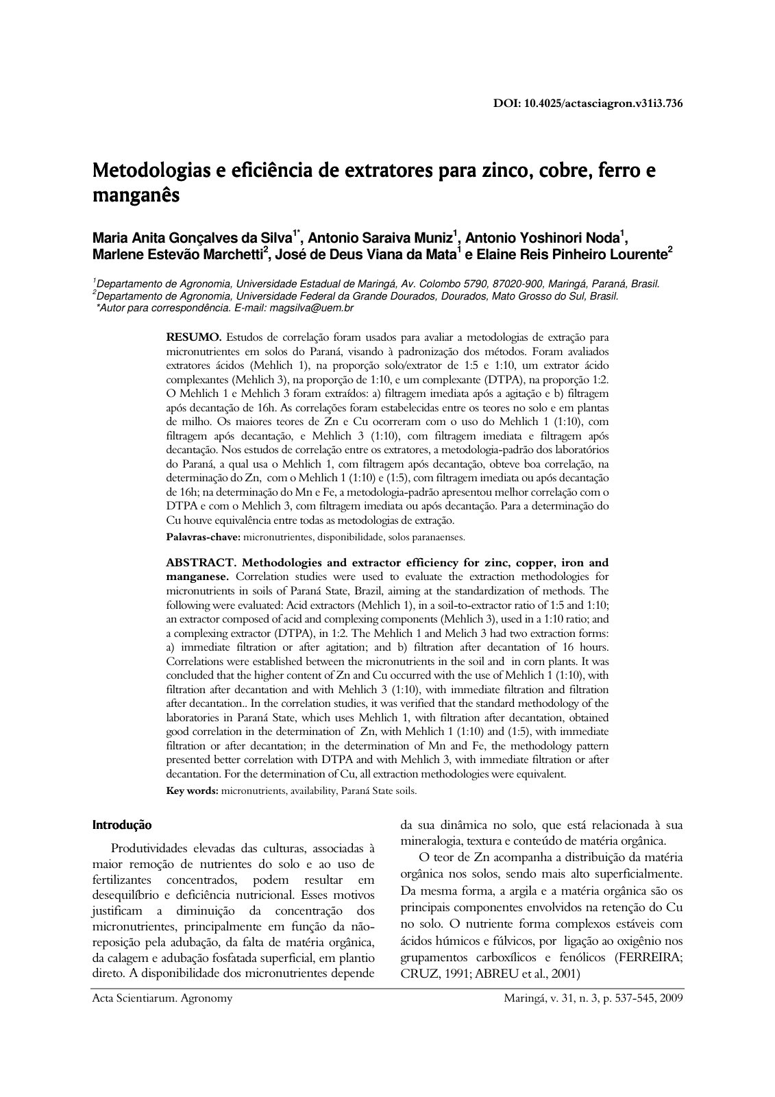 First page of b Metodologias e eficiencia de extrator