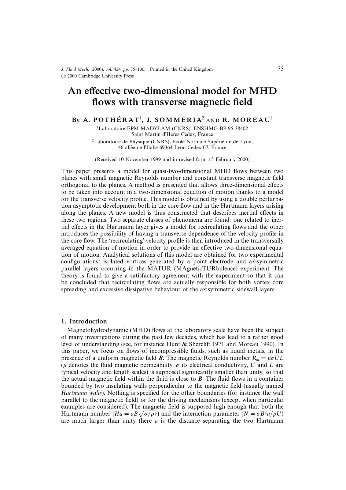 First page of An effective two dimensional model for M