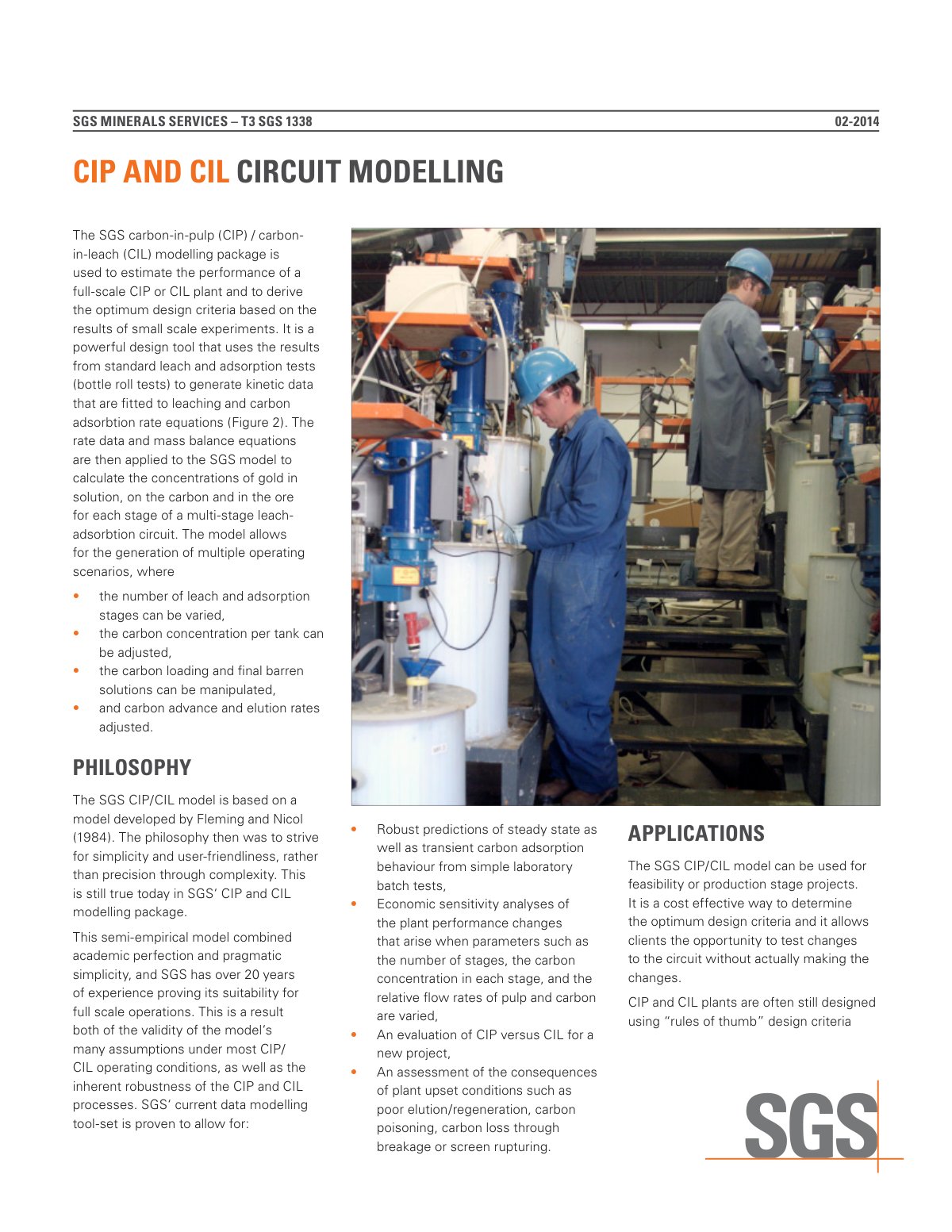 First page of SGS 1338 CIP and CIL Circuit Modelling