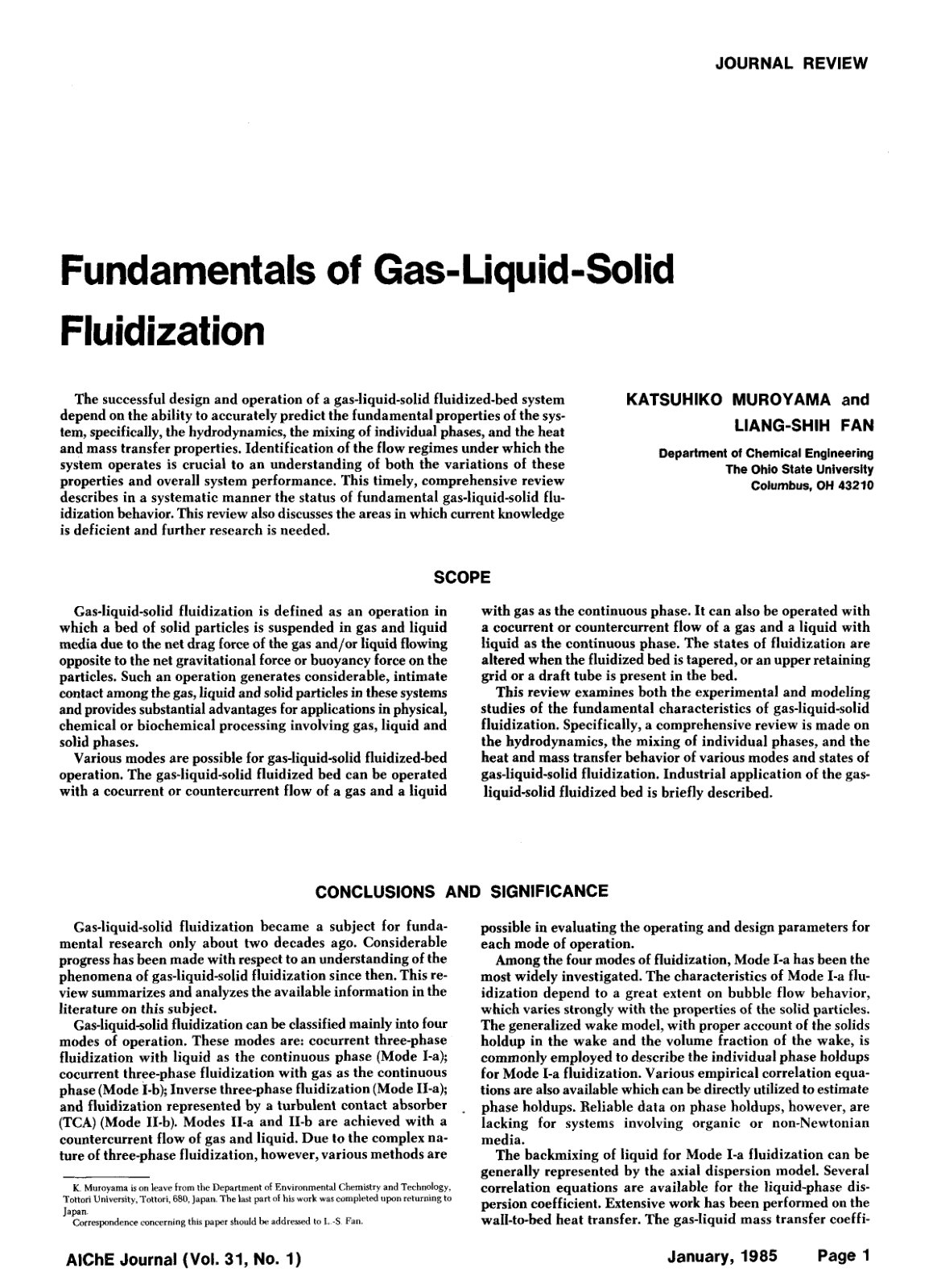 First page of Fundamentals of gas liquid solid fluidiz