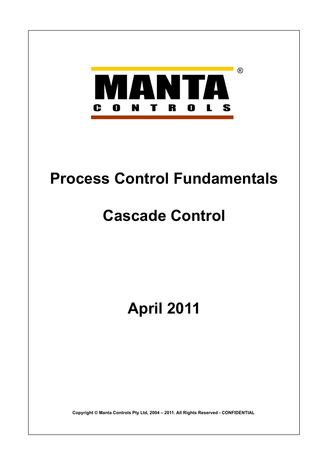First page of 561   Year 2011 Lecture 6   Cascade Control