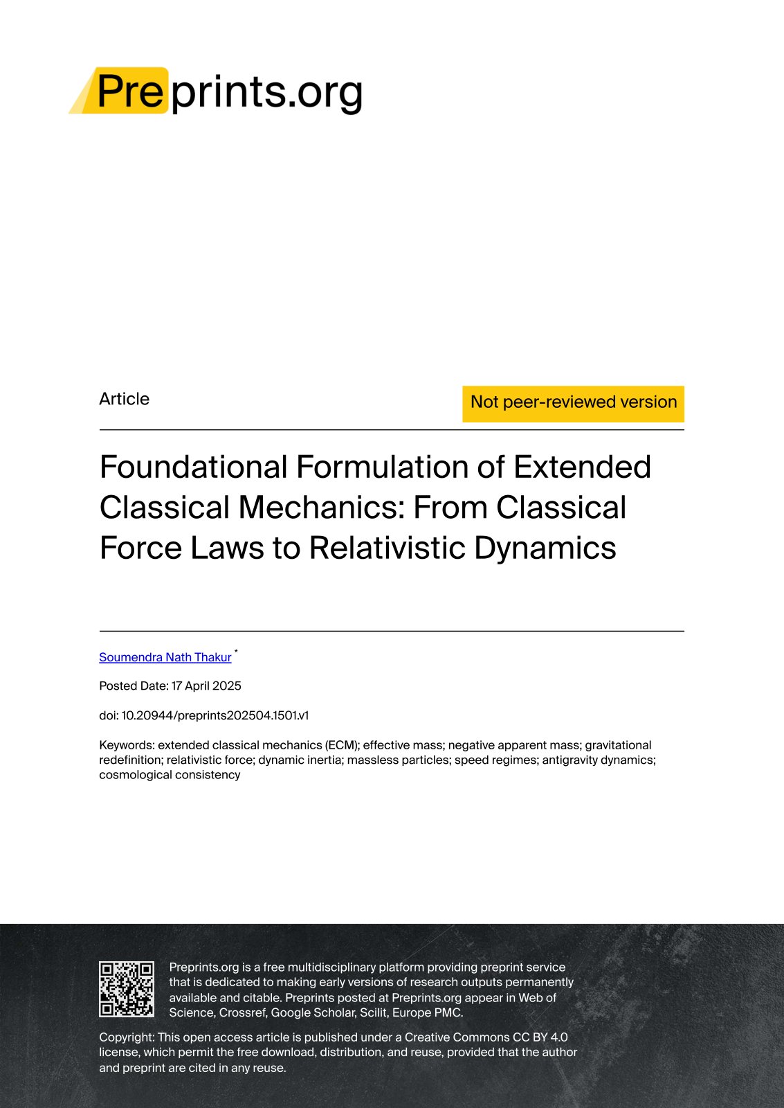 First page of Foundational Formulation of Extended Cla