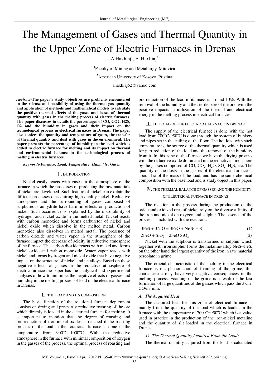 First page of The Management of Gases and Thermal Quan
