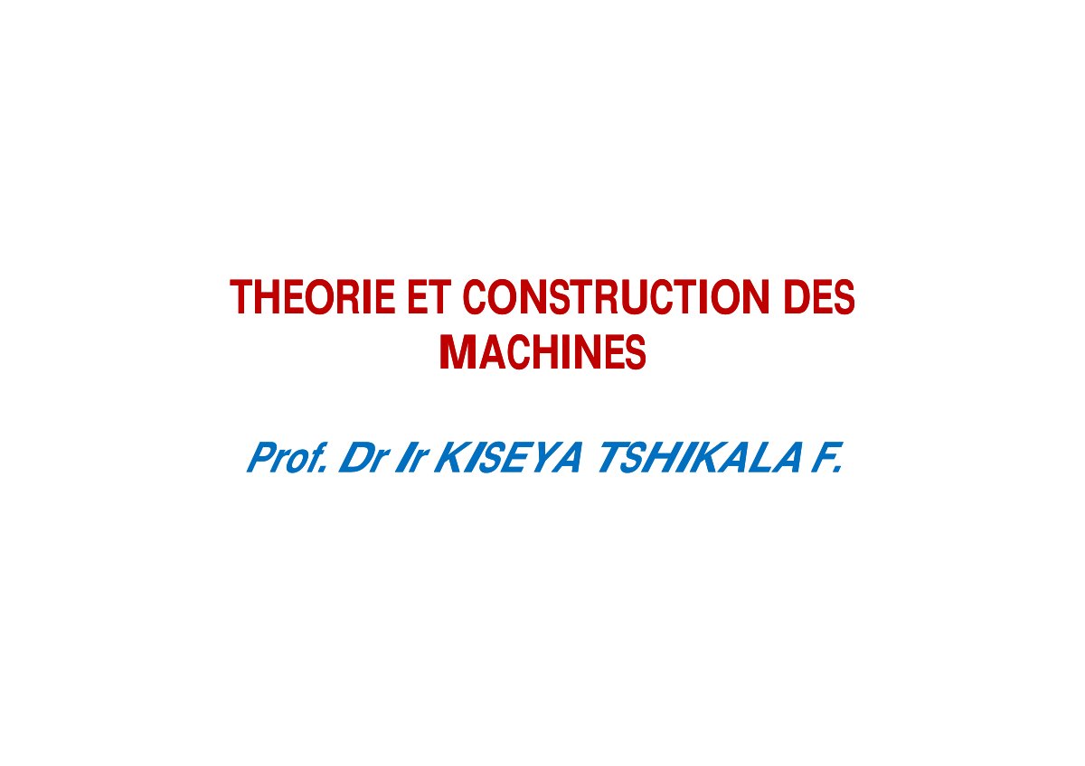 First page of theorie et construction des machines 1