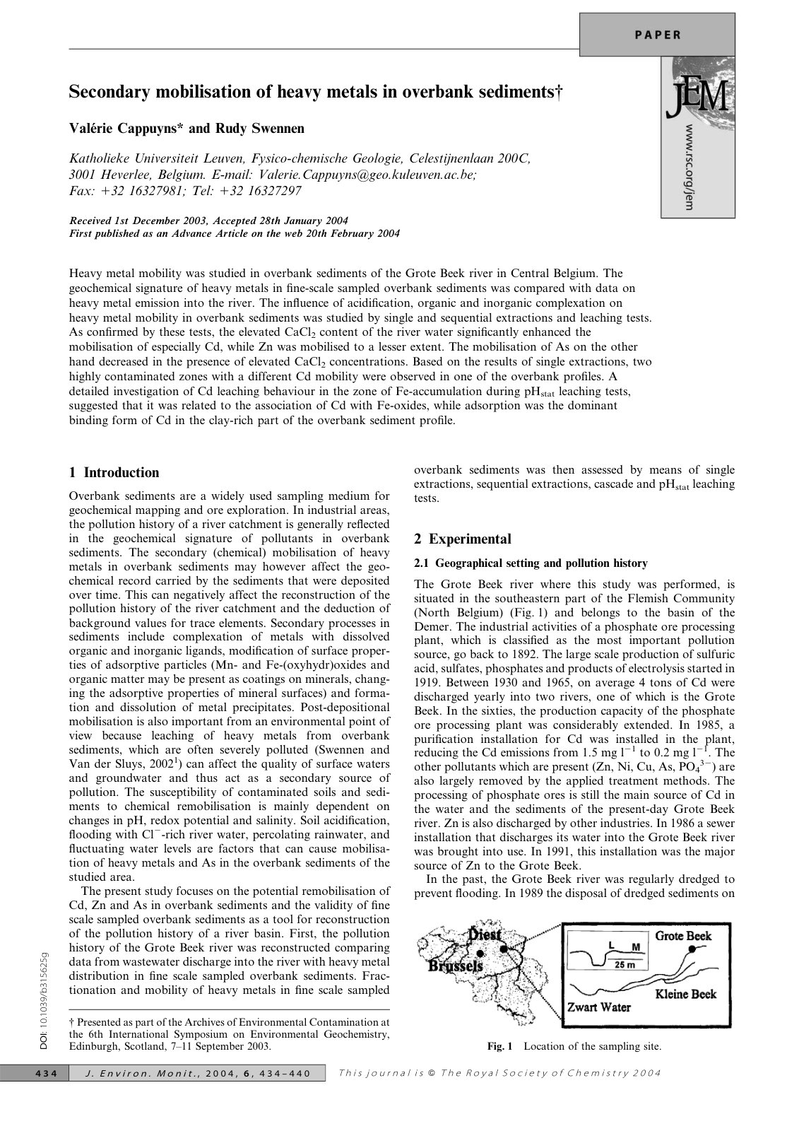 First page of Secondary mobilisation of heavy metals i