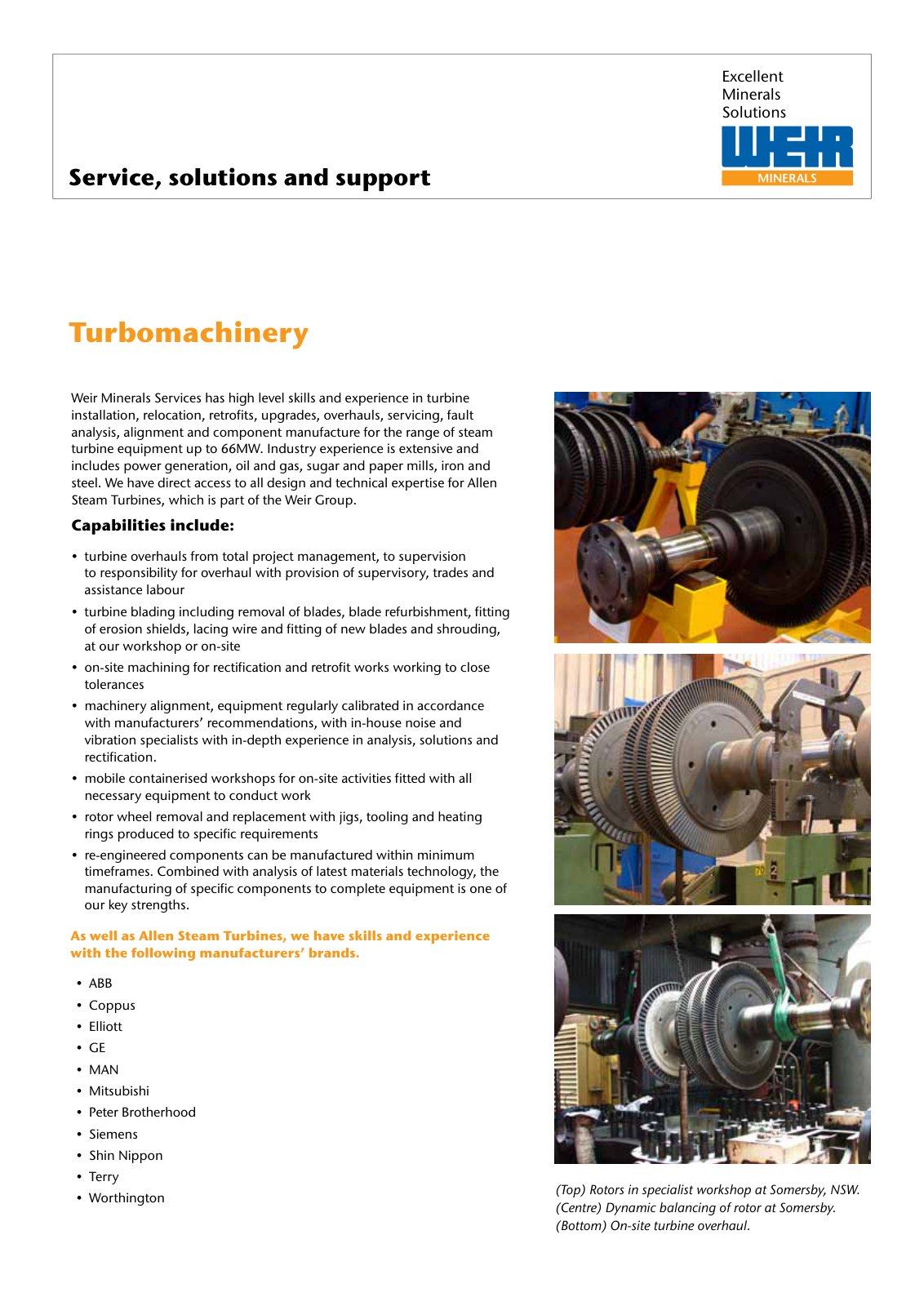 First page of Service solutions & support Turbomachinery PREVIEW