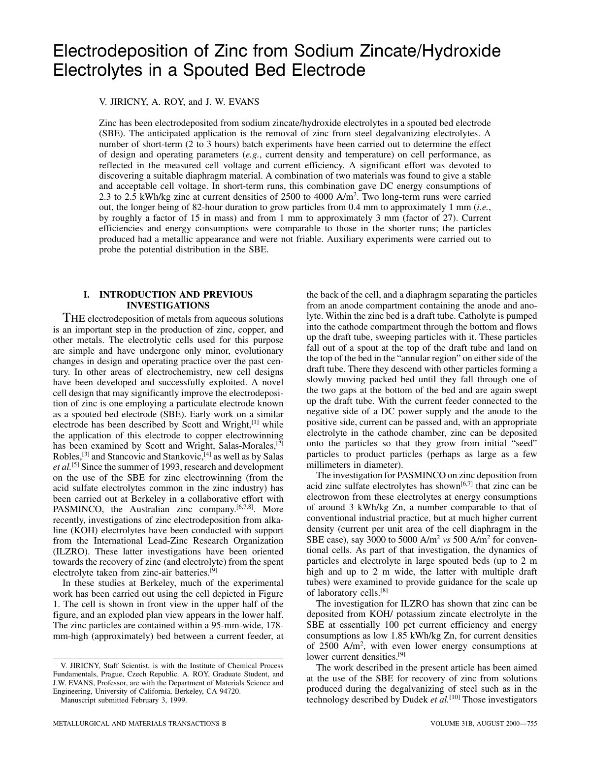 First page of Electrodeposition of zinc from sodium zi