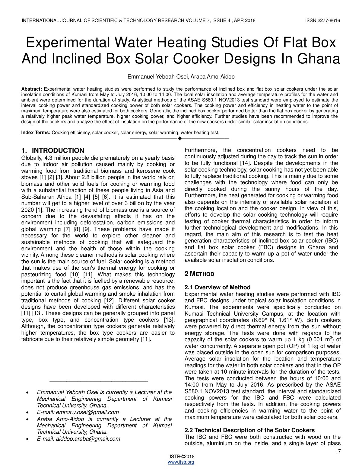 First page of Experimental Water Heating Studies Of Fl