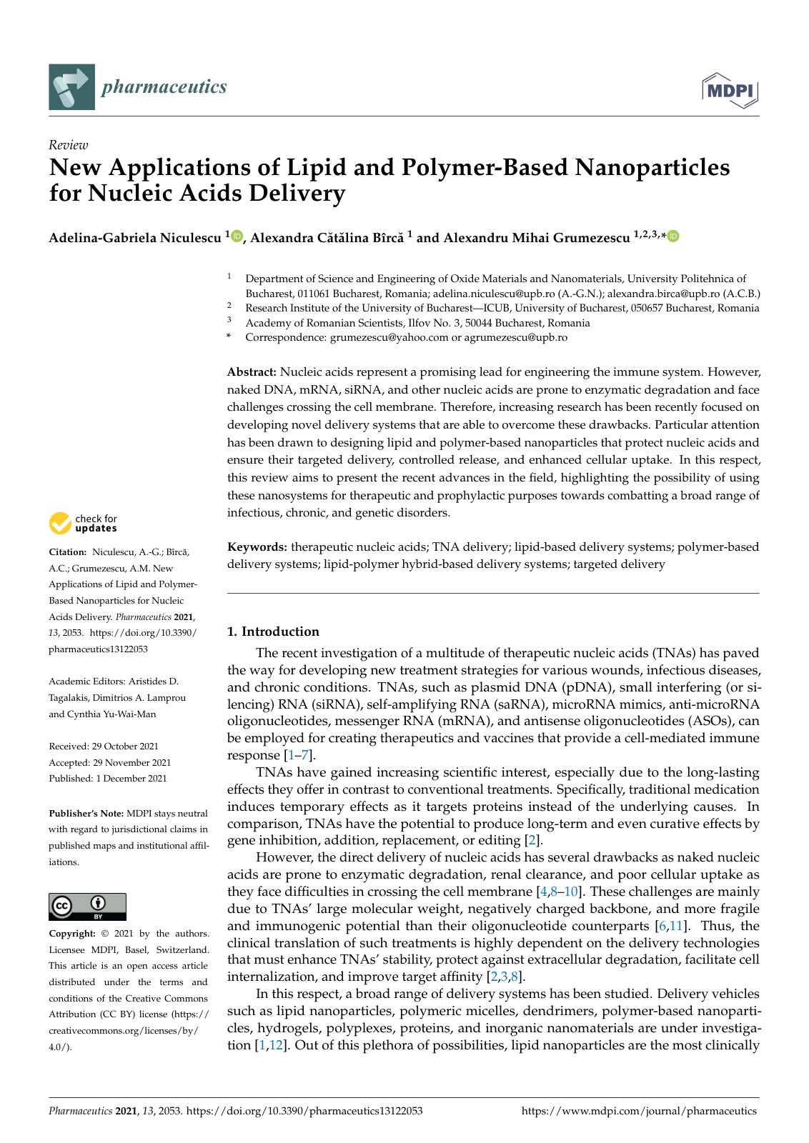 First page of New Applications of Lipid and Polymer Ba