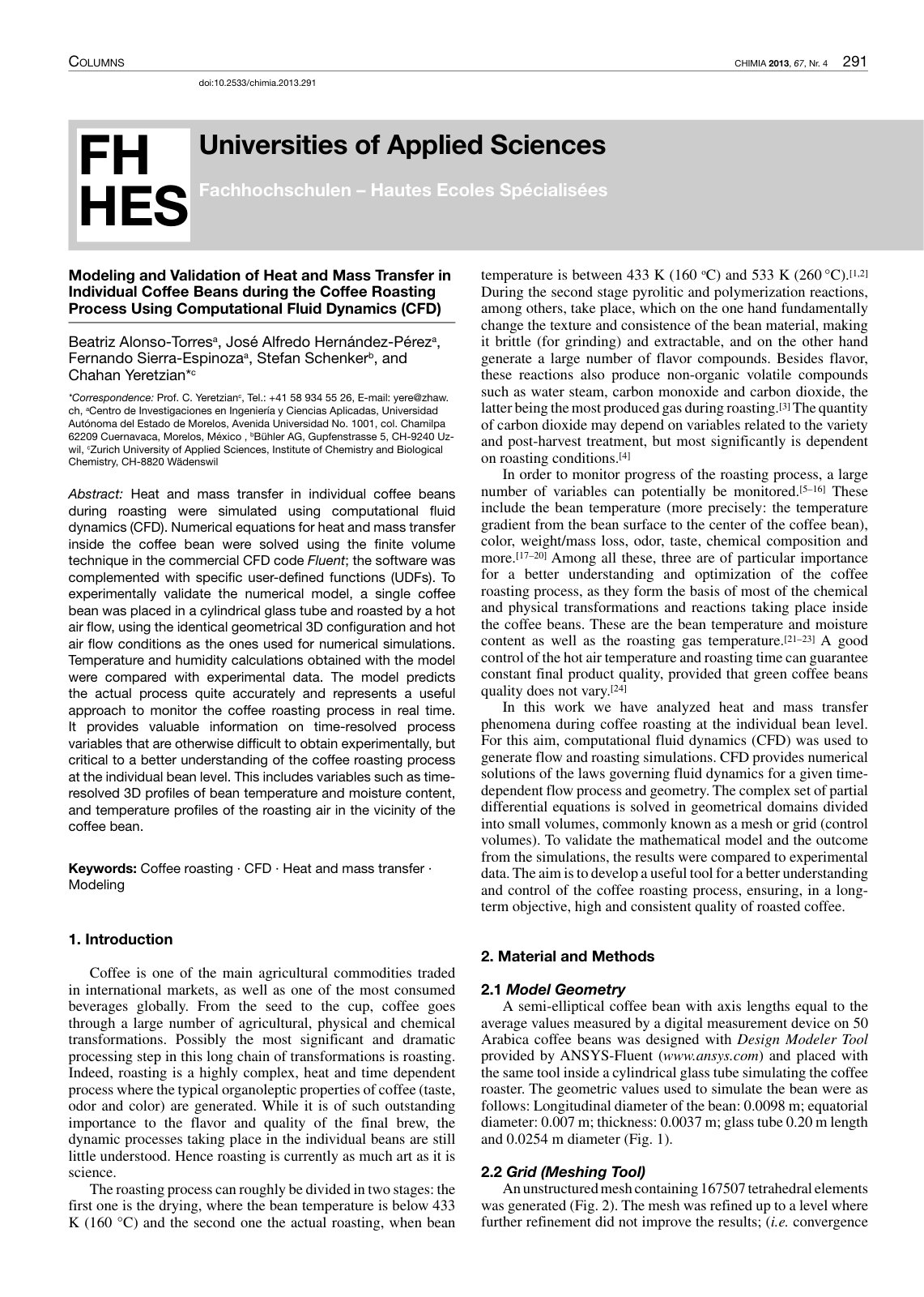 First page of Modeling and Validation of Heat and Mass