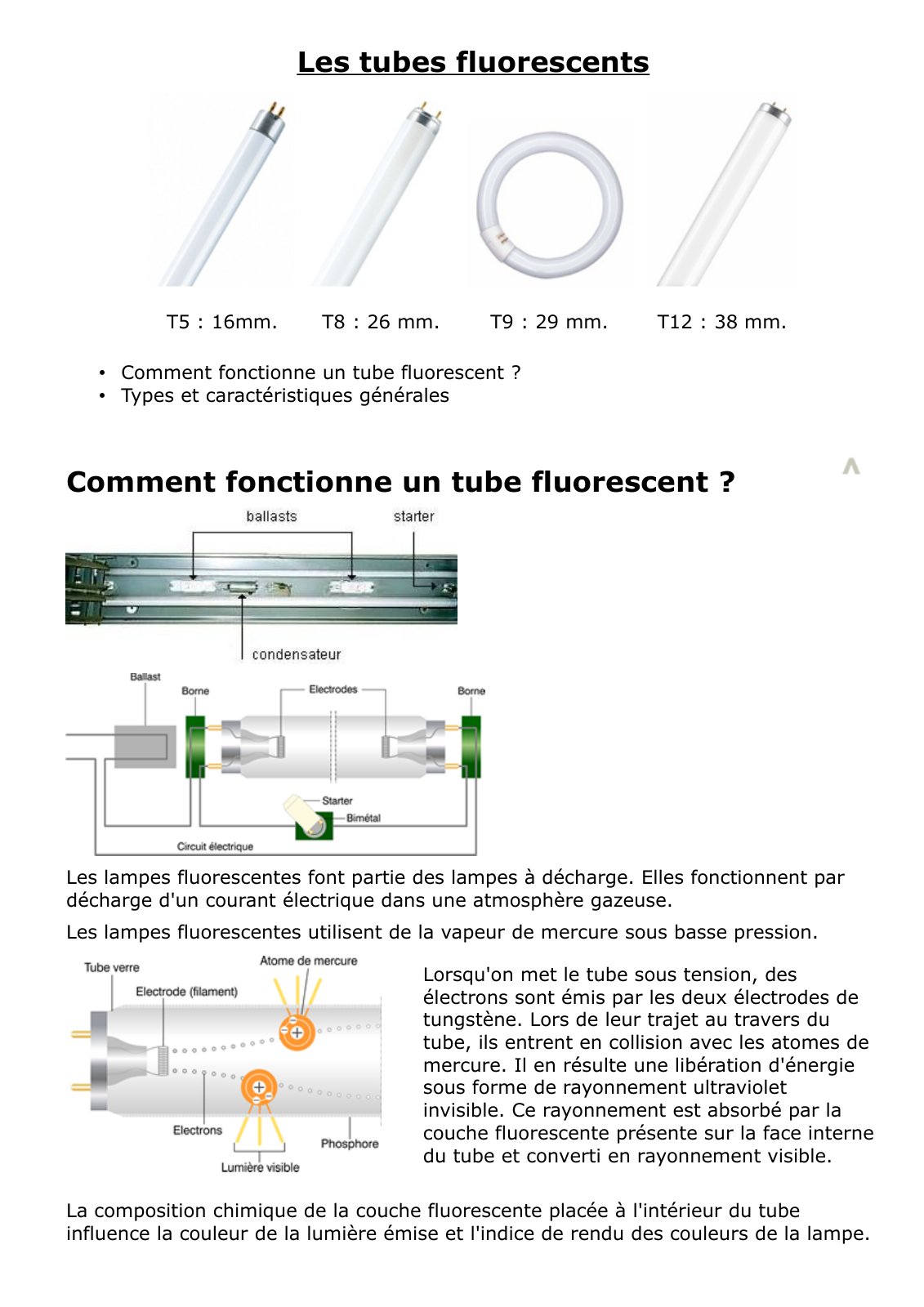 First page of tubes fluo