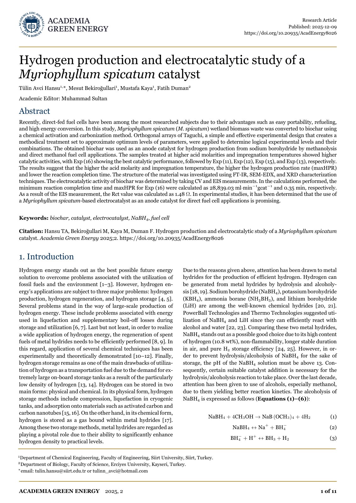 First page of Hydrogen production and electrocatalytic