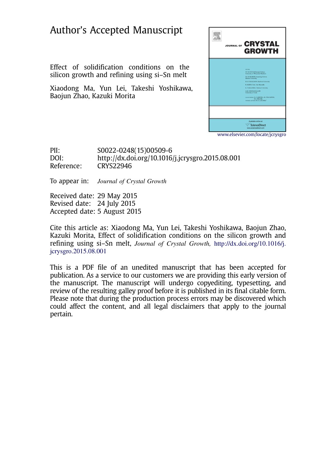 First page of Effect of solidification conditions on t