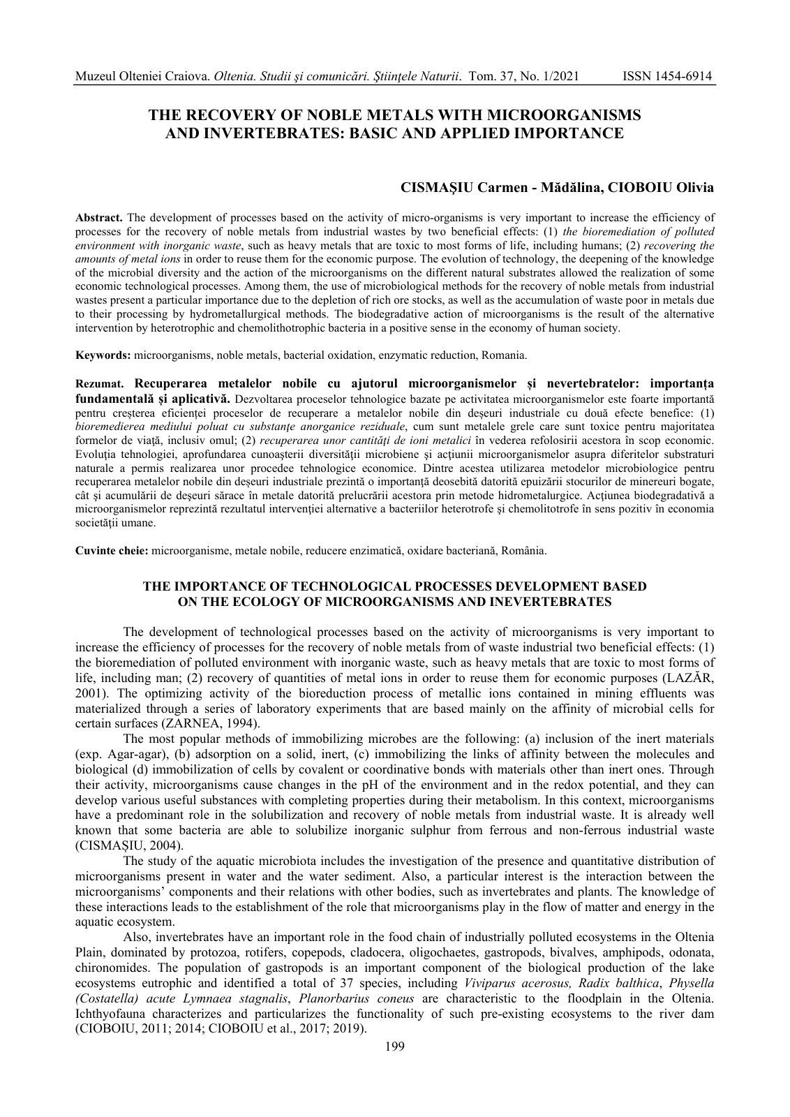 First page of THE RECOVERY OF NOBLE METALS WITH MICROO