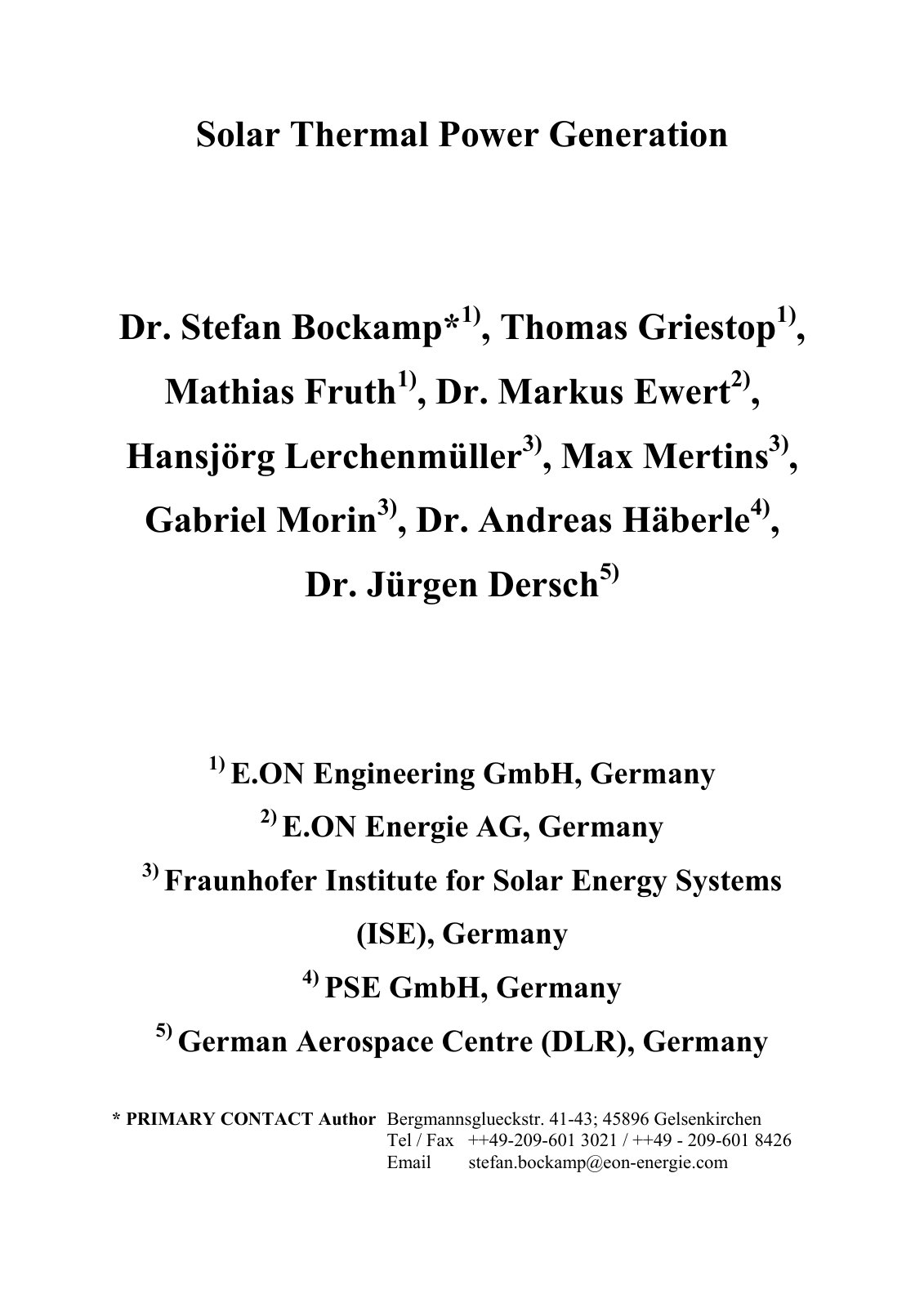 First page of Solar Thermal Power Generation