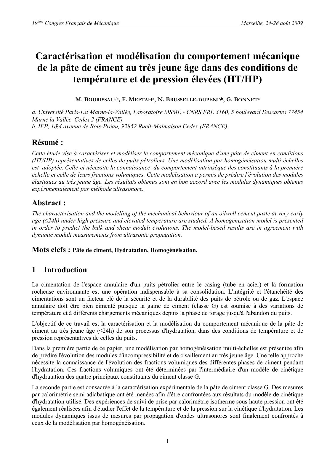 First page of Comportement thermo hydro mecanique THM