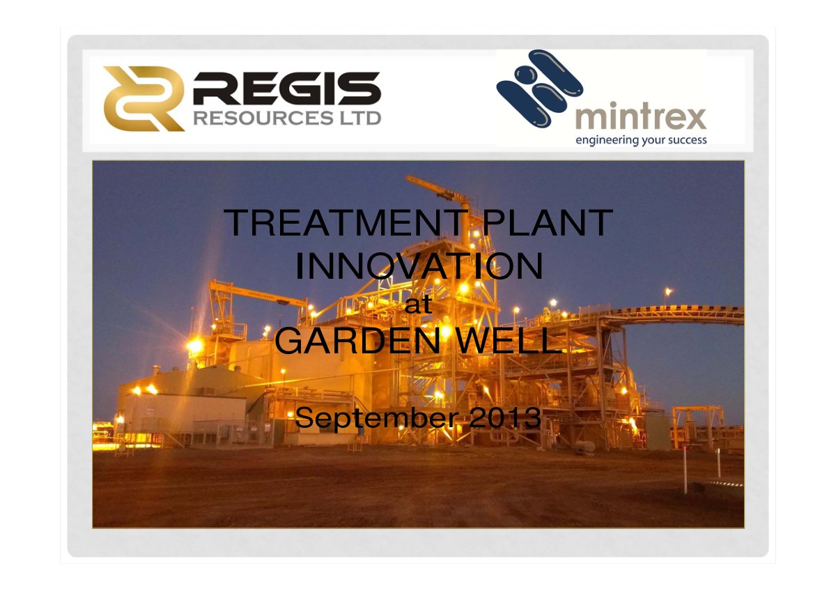 First page of treatment plant innovation at garden well Smith Kendall and Ngo