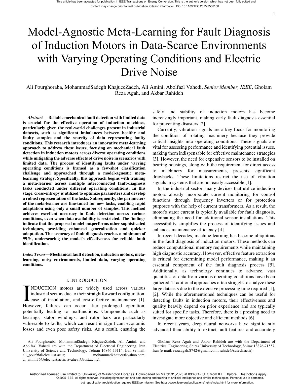 First page of Model-Agnostic Meta-Learning for Fault Diagnosis