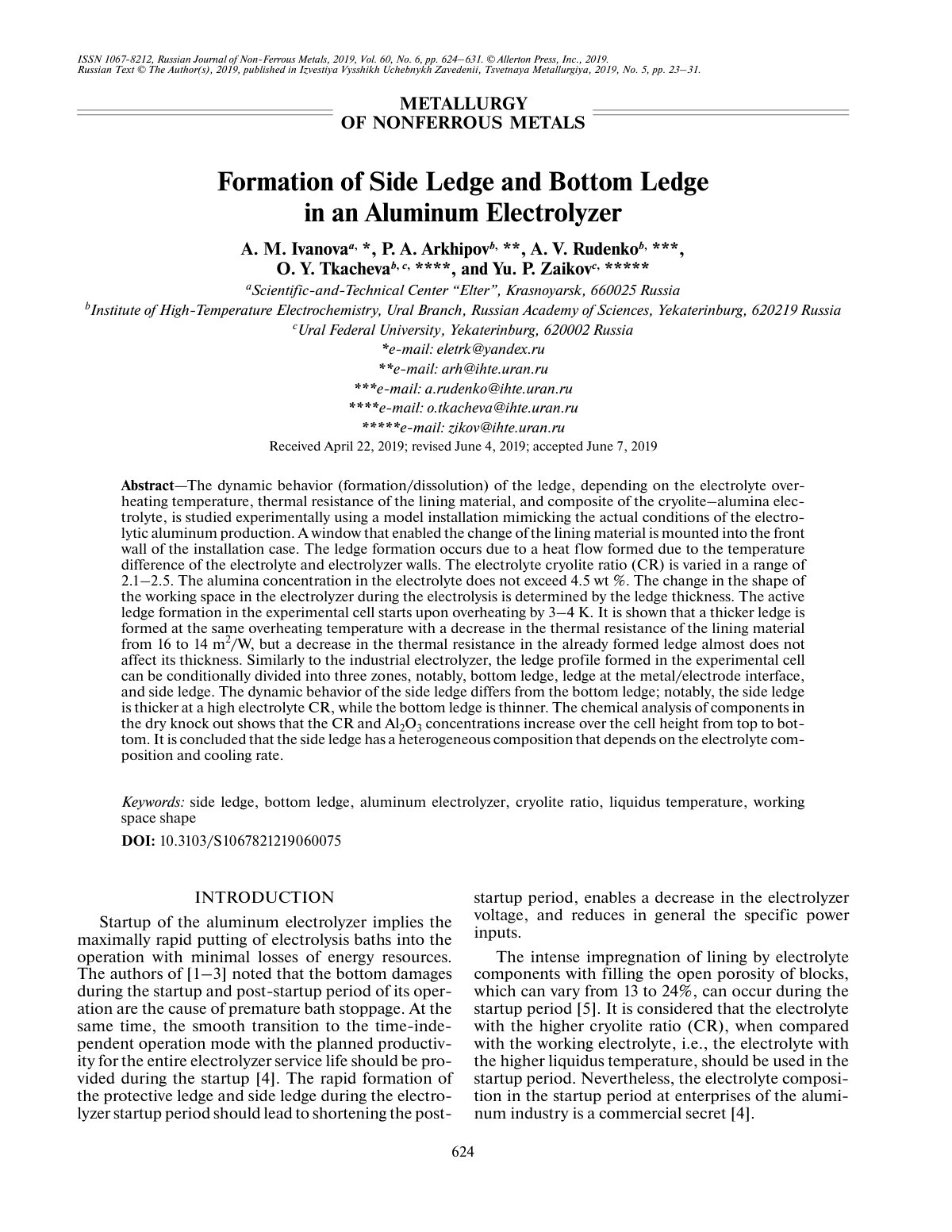 First page of Formation of Side Ledge and Bottom Ledge