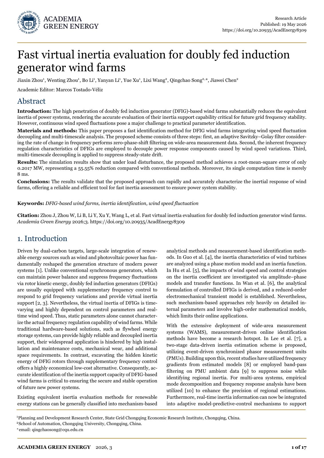 First page of Fast virtual inertia evaluation for doub