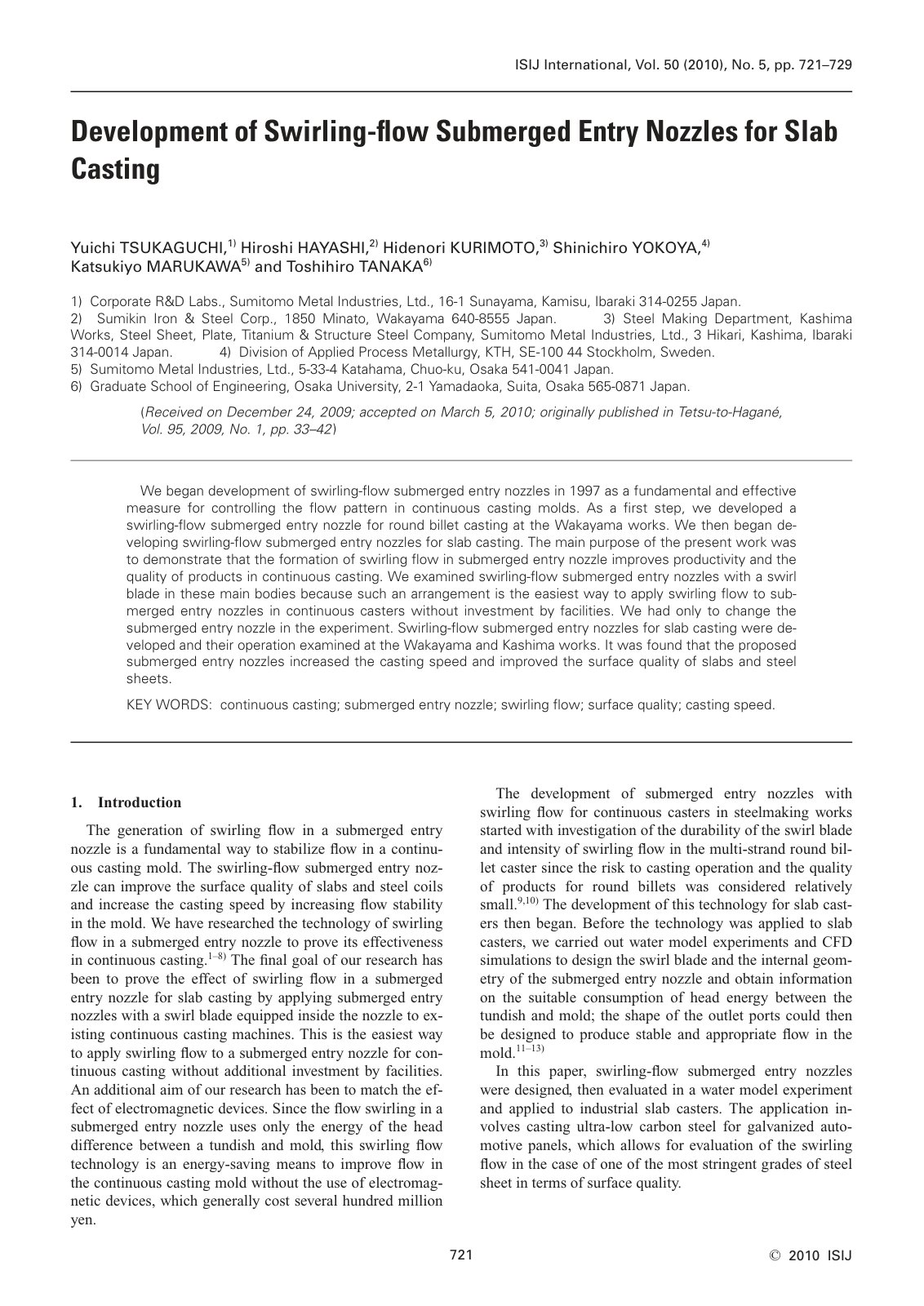 First page of Development of Swirling flow Submerged E