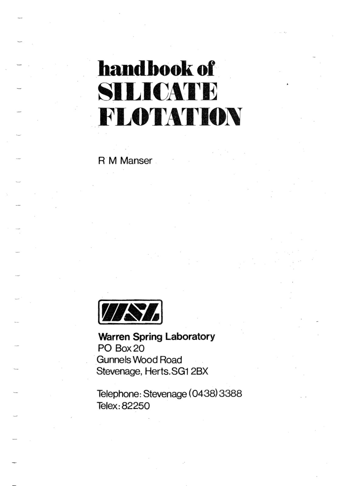 First page of Silicate Flotation